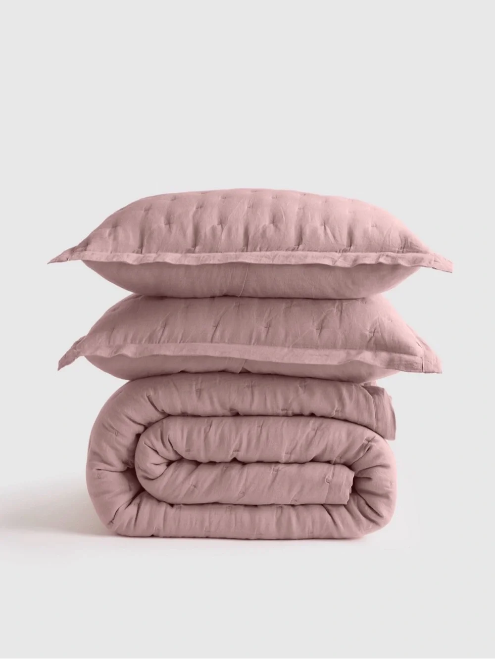 Quince European Linen Dream Quilt, King/Cal King in Dusty Mauve 🩷